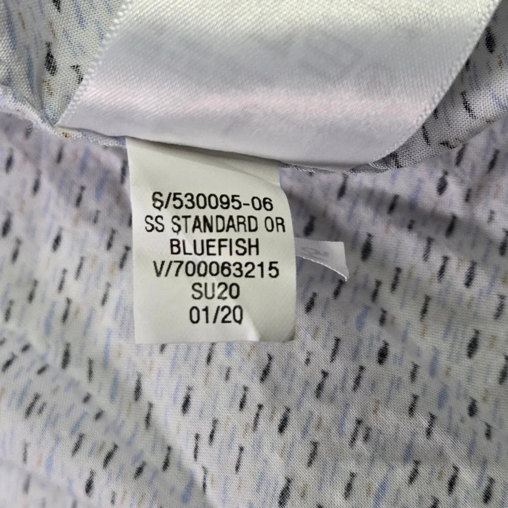 Banana Republic Mens L Standard Fit‎ Bluefish Short Sleeve Shirt Organic Cotton